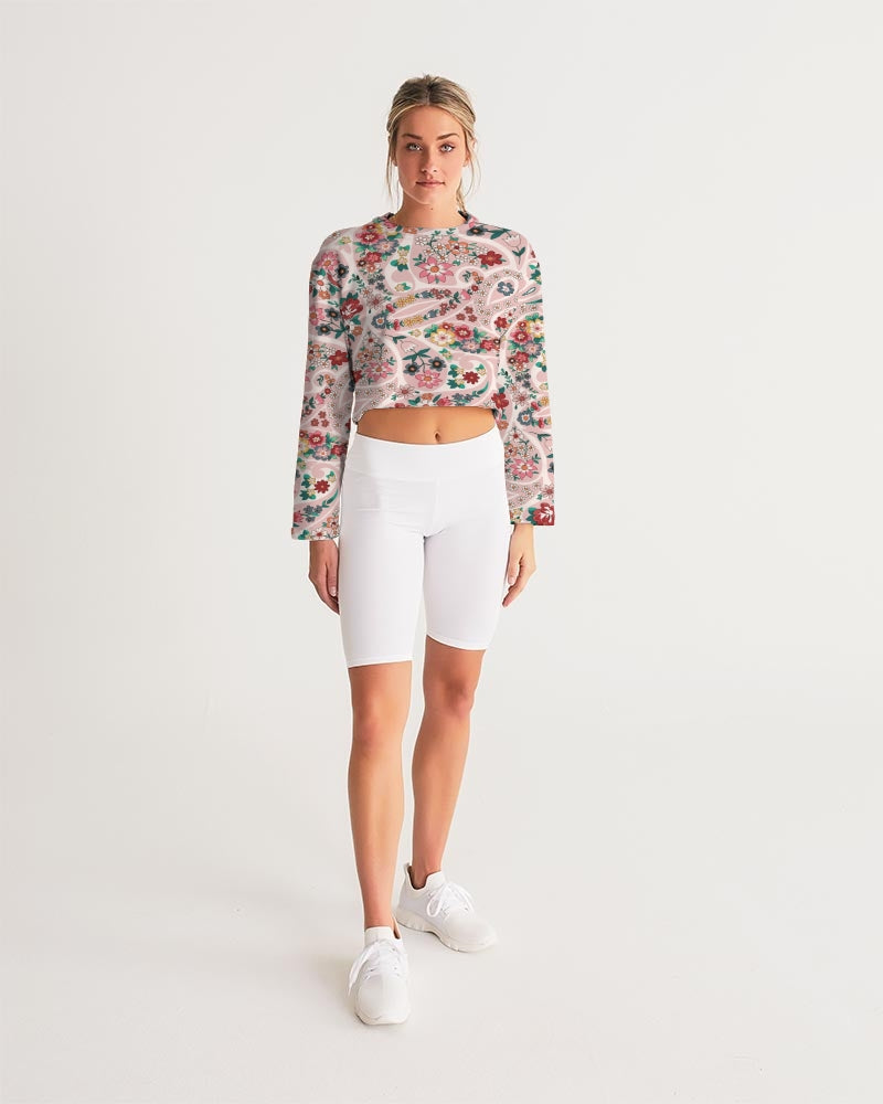 Pink abstract Pretty Sisters Women's All-Over Print Cropped Sweatshirt