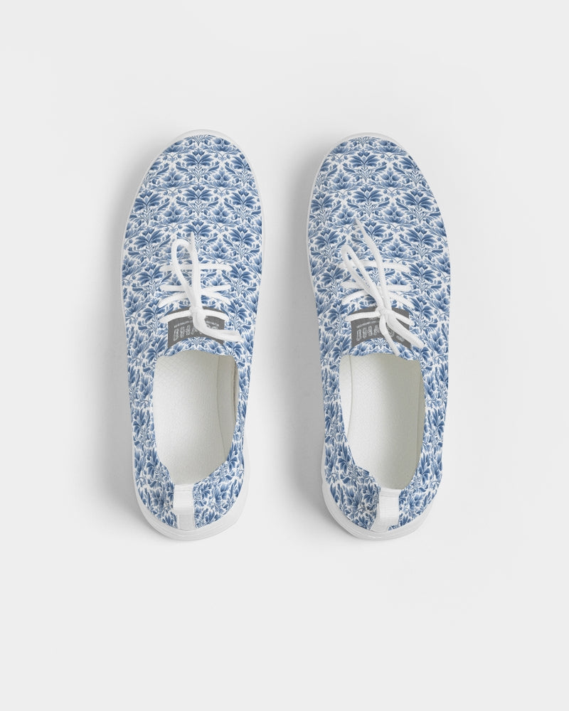 light blue Royal patten Men's Lace Up Flyknit Shoe