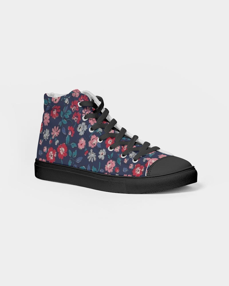 Midnight blue pretty glance. Women's Hightop Canvas Shoe - Black