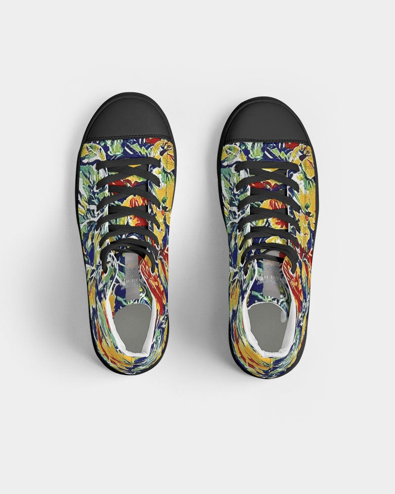 Painted floor design Women's Hightop Canvas Shoe - Black