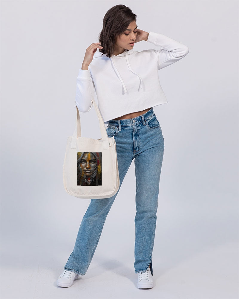 South Asian silver grey white hair sisters portrait Organic Cotton Canvas Market Tote | Econscious