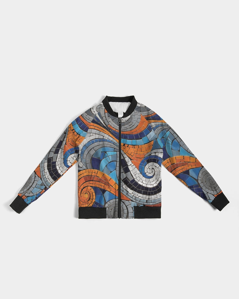 Beautiful Mosaic White Sister Women's All-Over Print Bomber Jacket