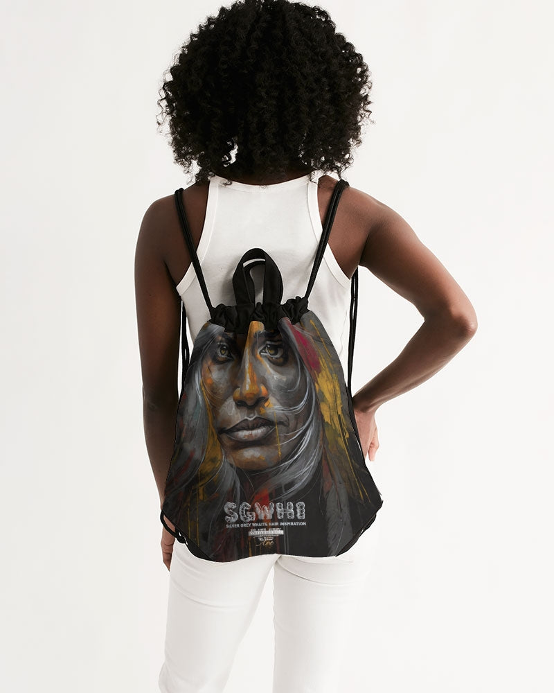 South Asian silver grey white hair sisters portrait Canvas Drawstring Bag