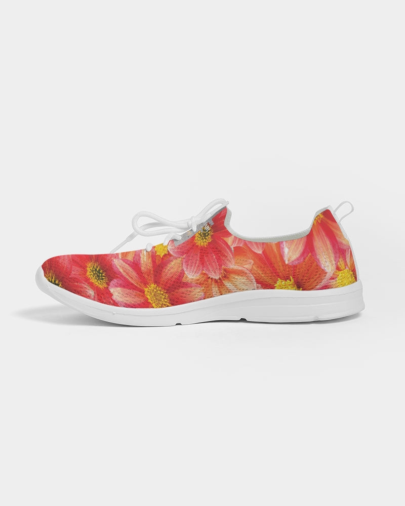 Beautiful blood orange flower design Women's Lace Up Flyknit Shoe