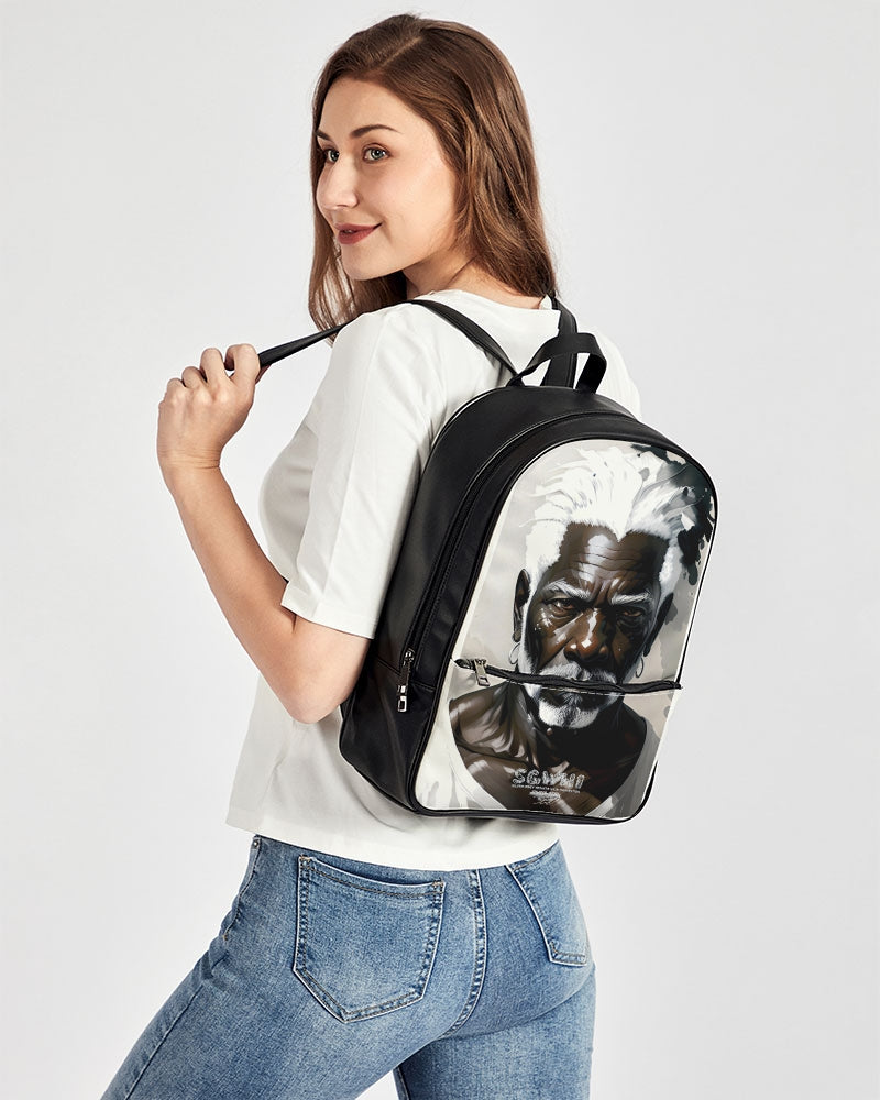 Black silver grey brother Classic Faux Leather Backpack