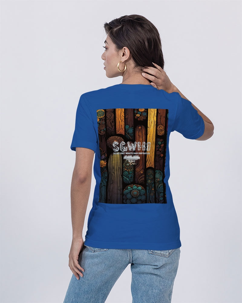 South Asian silver grey white hair sisters portrait Unisex Jersey V-Neck Tee | Bella + Canvas