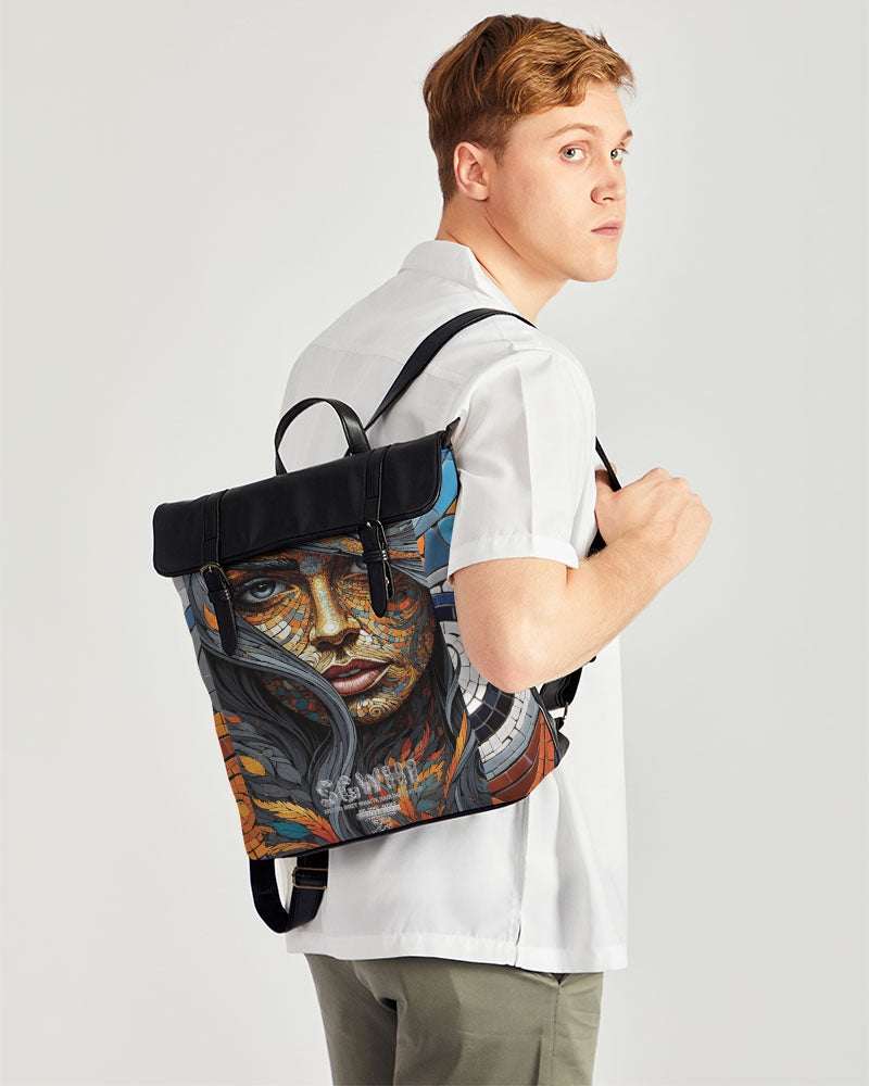 Beautiful Mosaic White Sister Casual Flap Backpack