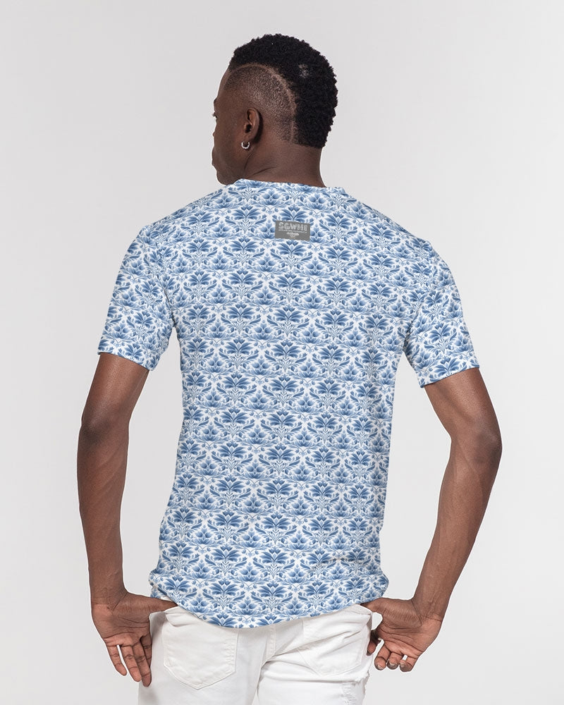 light blue Royal patten Men's All-Over Print Pocket Tee