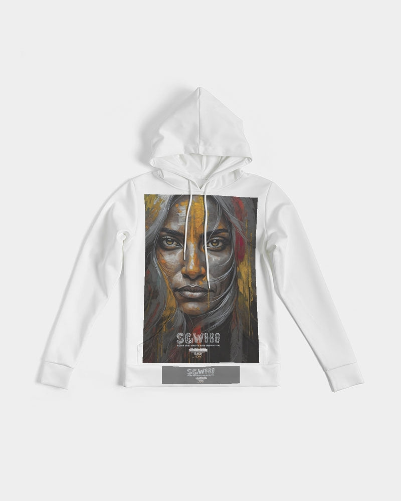 South Asian silver grey white hair sisters portrait Women's All-Over Print Hoodie