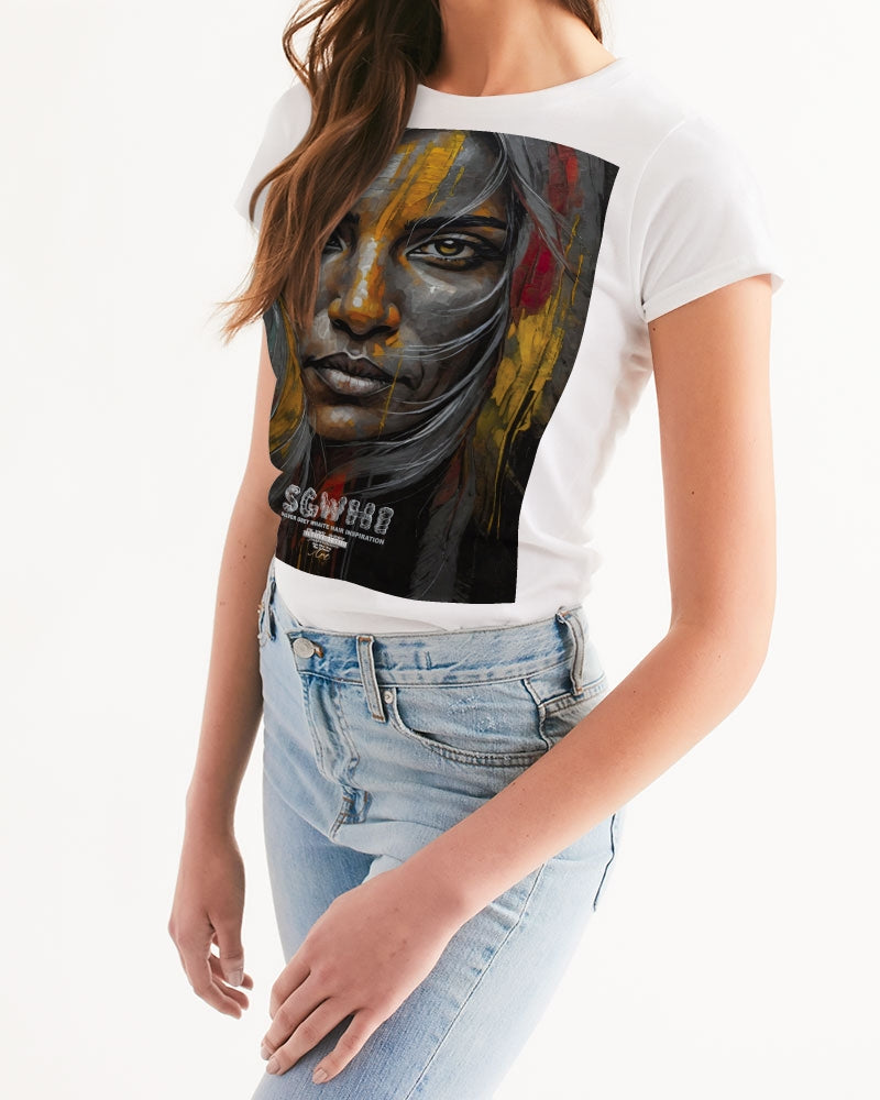 South Asian silver grey white hair sisters portrait Women's All-Over Print Tee