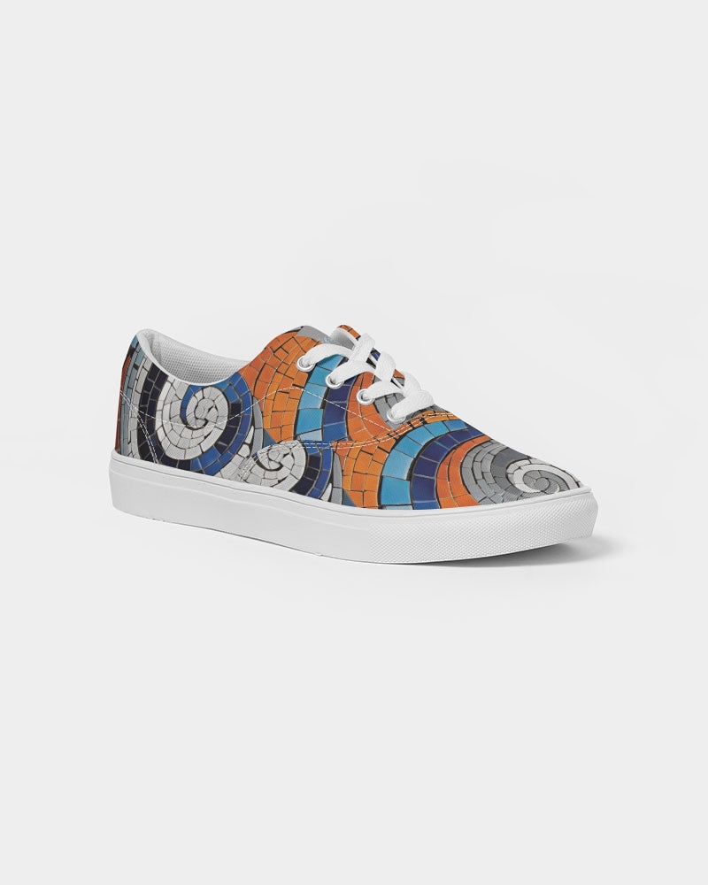 Beautiful Mosaic White Sister Women's Lace Up Canvas Shoe