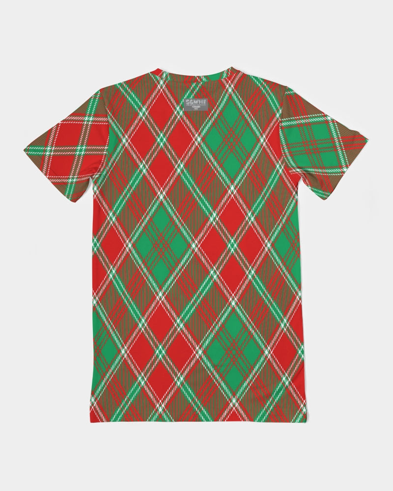 Red & Green cross pattern Men's All-Over Print Pocket Tee