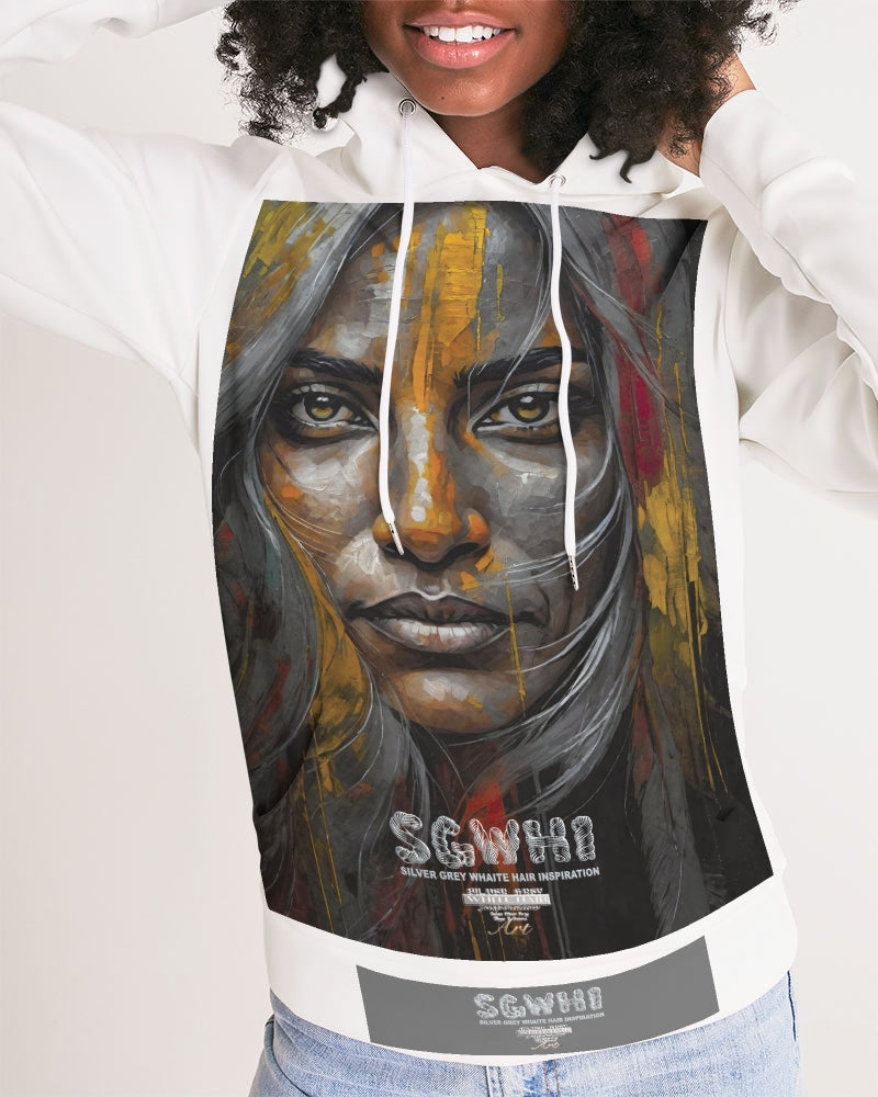South Asian silver grey white hair sisters portrait Women's All-Over Print Hoodie