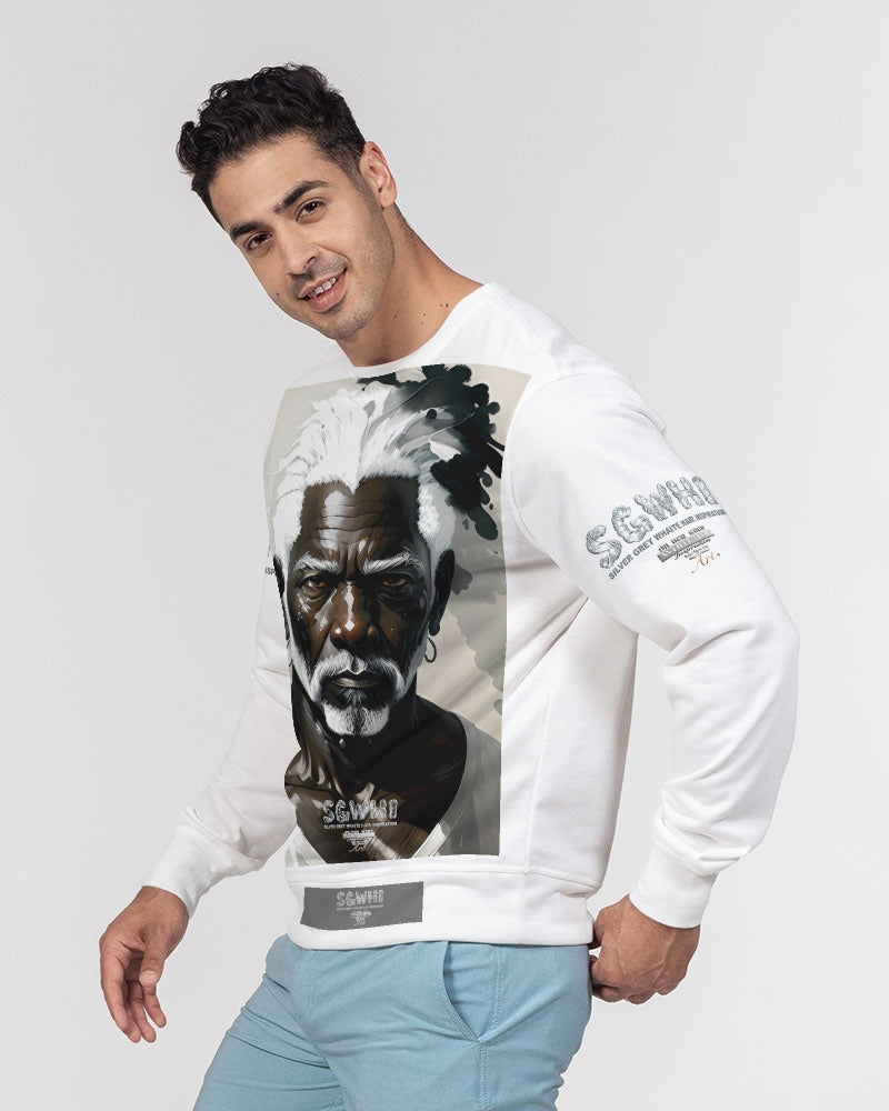 Black silver grey brother Men's All-Over Print Classic French Terry Crewneck Pullover