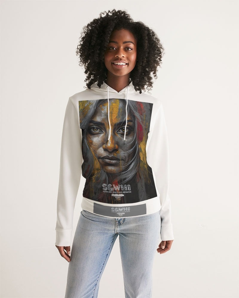 South Asian silver grey white hair sisters portrait Women's All-Over Print Hoodie