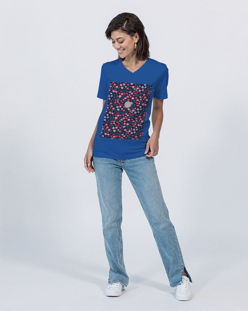 Midnight blue pretty glance. Unisex Jersey V-Neck Tee | Bella + Canvas