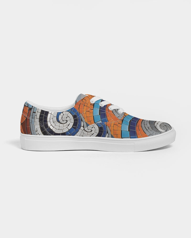 Beautiful Mosaic White Sister Women's Lace Up Canvas Shoe
