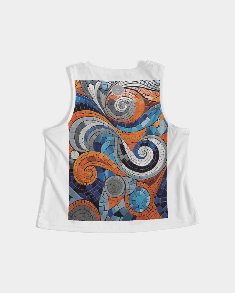 Beautiful Mosaic White Sister Women's All-Over Print Cropped Tank