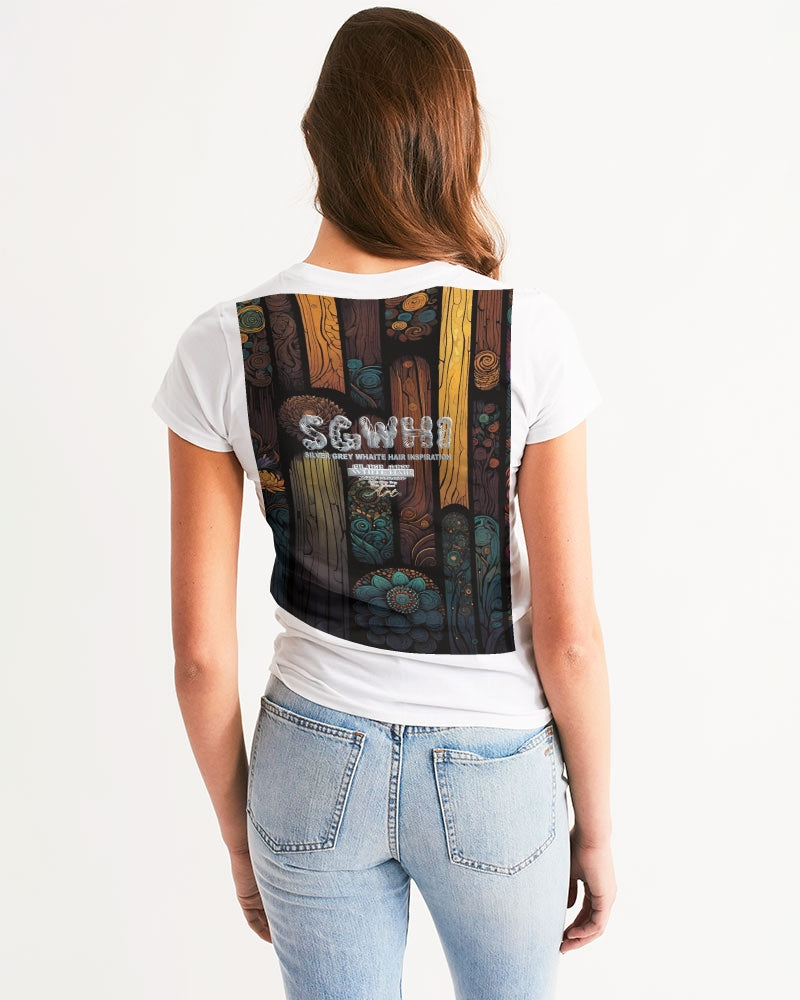South Asian silver grey white hair sisters portrait Women's All-Over Print Tee