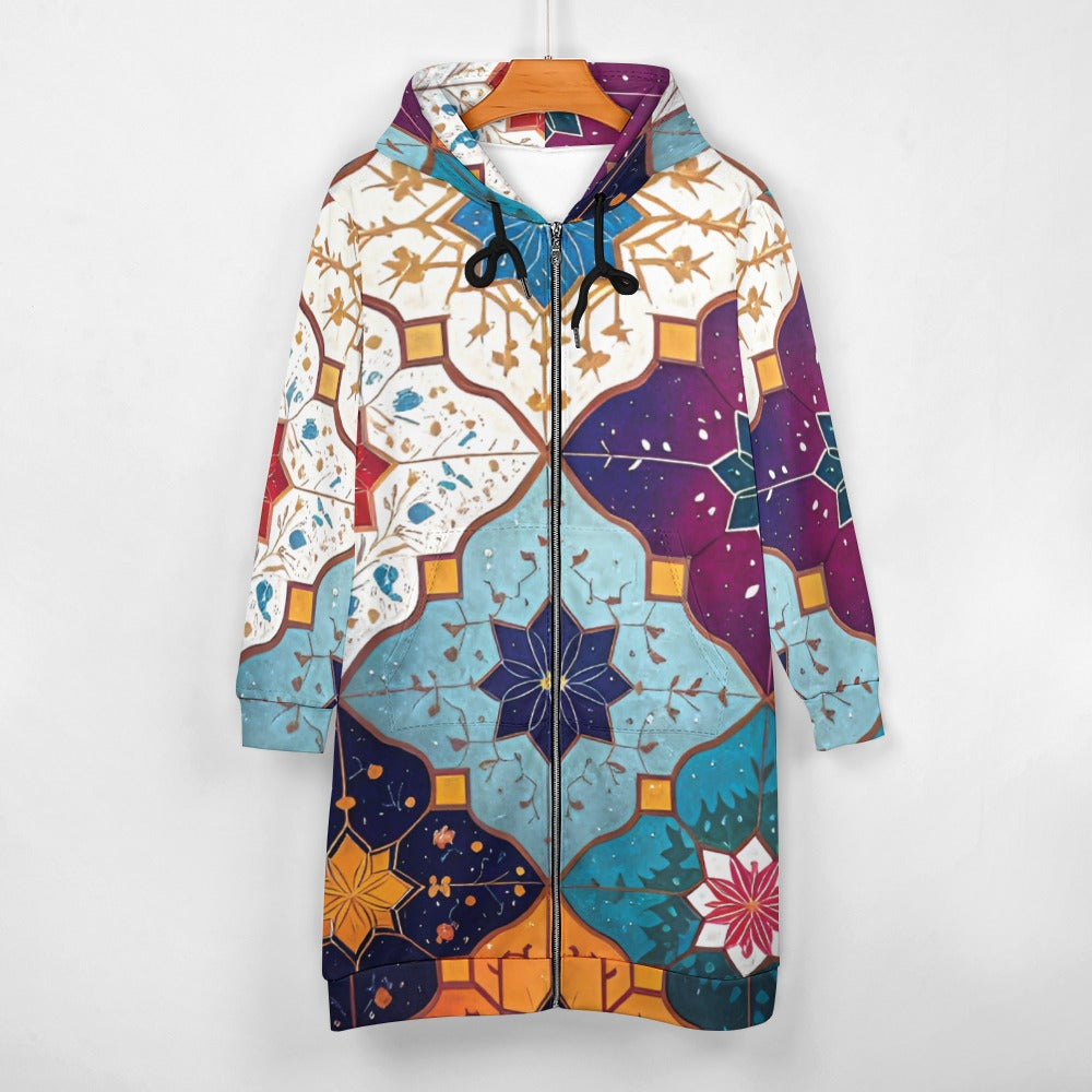 Women's full print long Hoodie