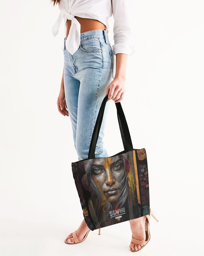 South Asian silver grey white hair sisters portrait Canvas Zip Tote