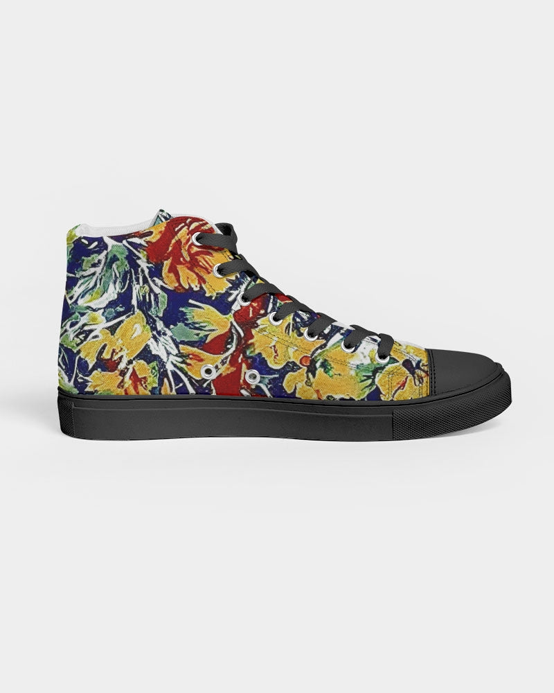 Painted floor design Women's Hightop Canvas Shoe - Black