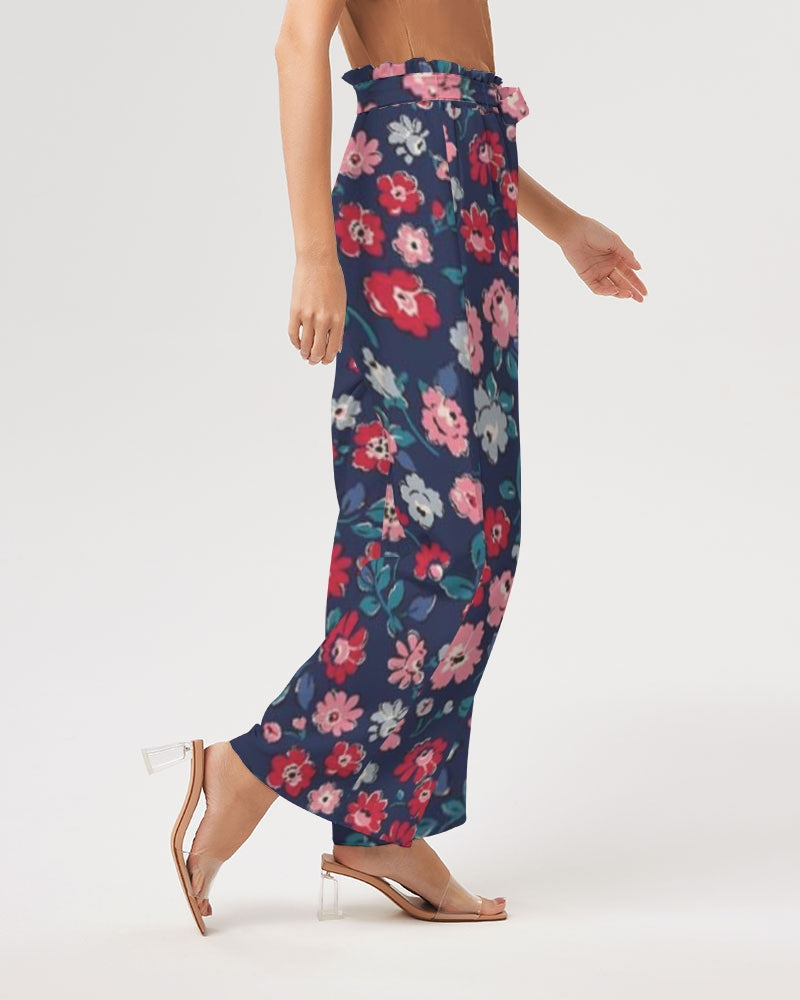 Midnight blue pretty glance. Women's All-Over Print High-Rise Wide Leg Pants