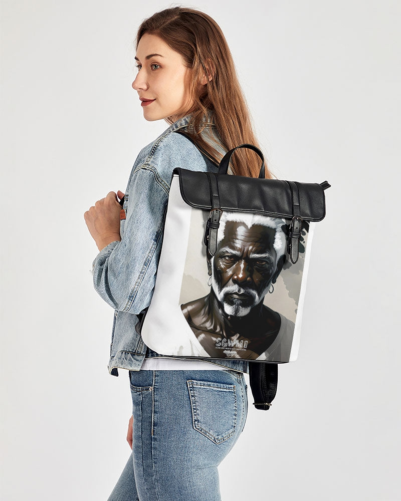 Black silver grey brother Casual Flap Backpack
