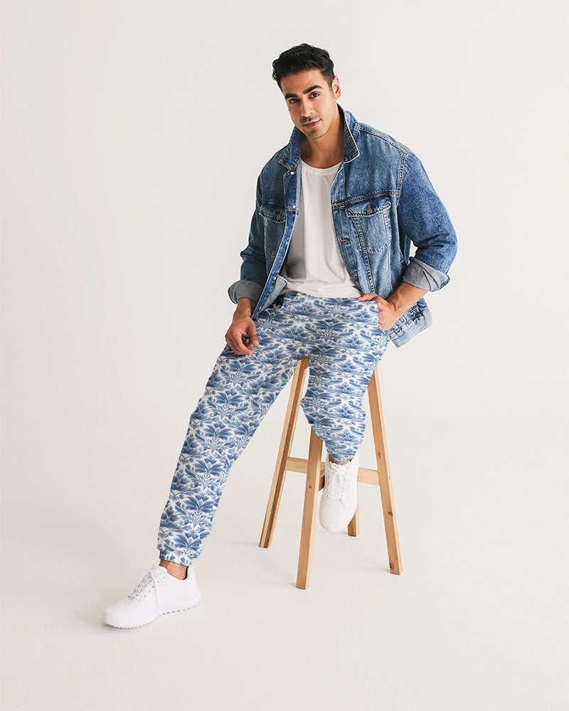light blue Royal patten Men's All-Over Print Track Pants