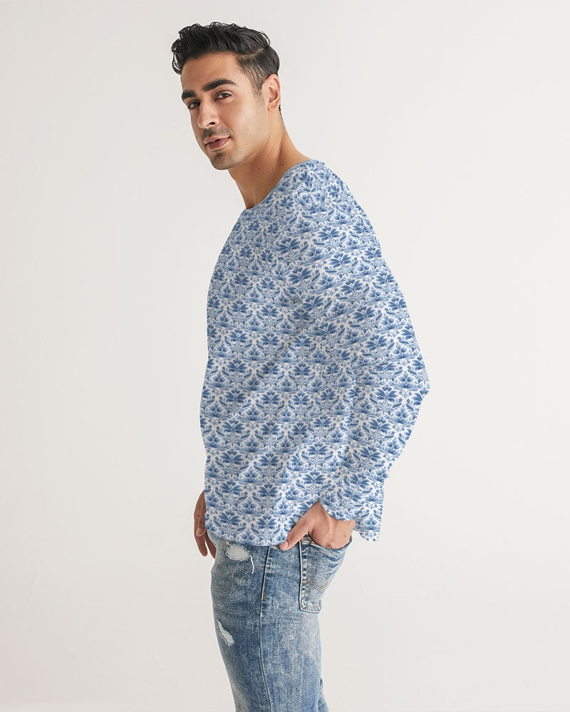 light blue Royal patten Men's All-Over Print Long Sleeve Tee