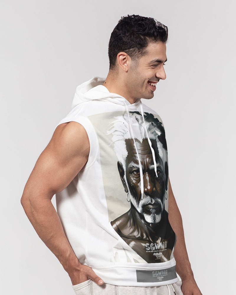 Black silver grey brother Men's All-Over Print Heavyweight Sleeveless Hoodie