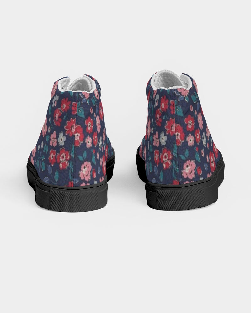 Midnight blue pretty glance. Women's Hightop Canvas Shoe - Black