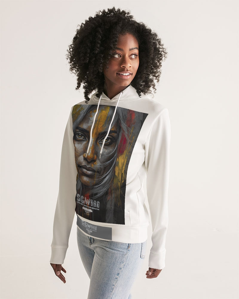 South Asian silver grey white hair sisters portrait Women's All-Over Print Hoodie