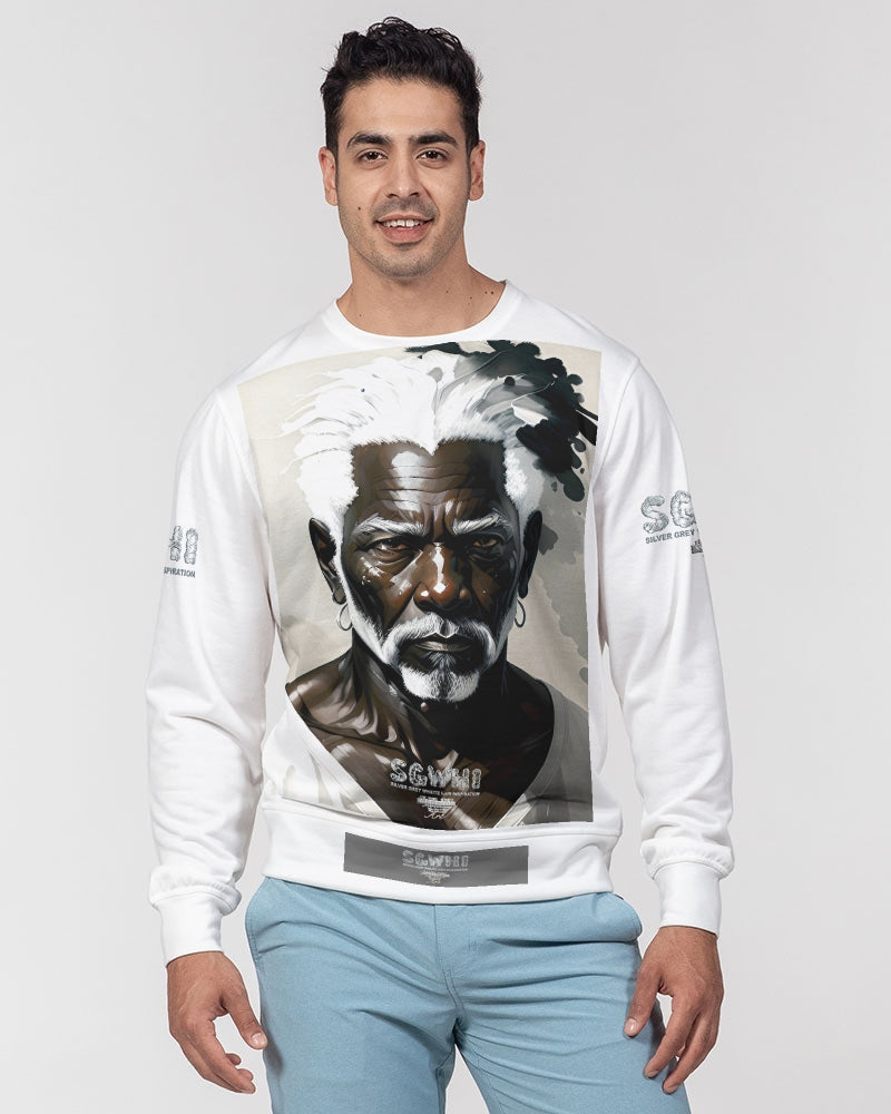 Black silver grey brother Men's All-Over Print Classic French Terry Crewneck Pullover