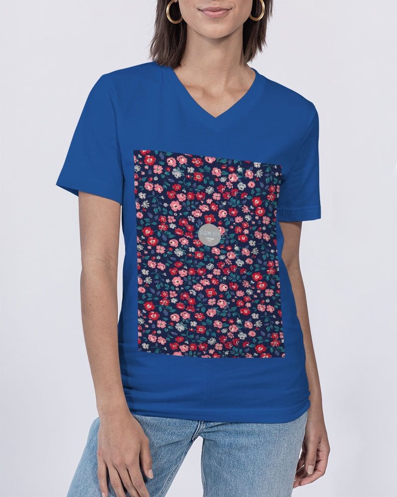 Midnight blue pretty glance. Unisex Jersey V-Neck Tee | Bella + Canvas