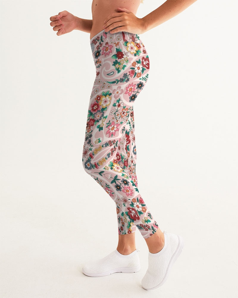 Pink abstract Pretty Sisters Women's All-Over Print Yoga Pants