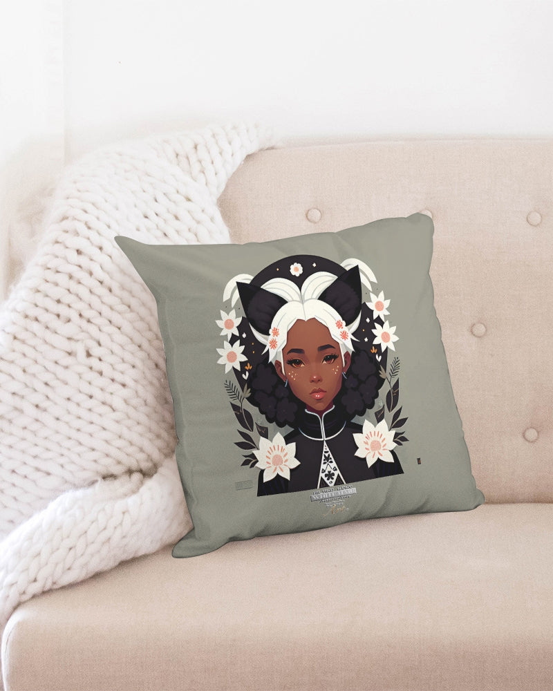 Nubian girl silver fox Throw Pillow Case 18"x18"