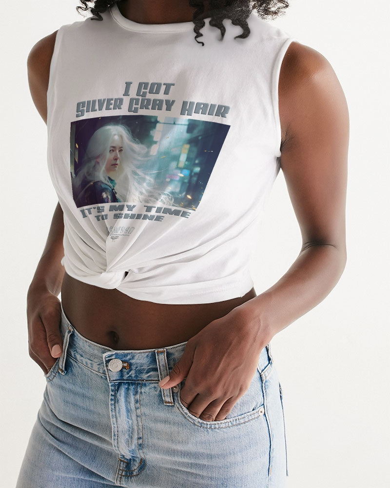 Beautiful white woman my time to shine Women's All-Over Print Twist-Front Tank