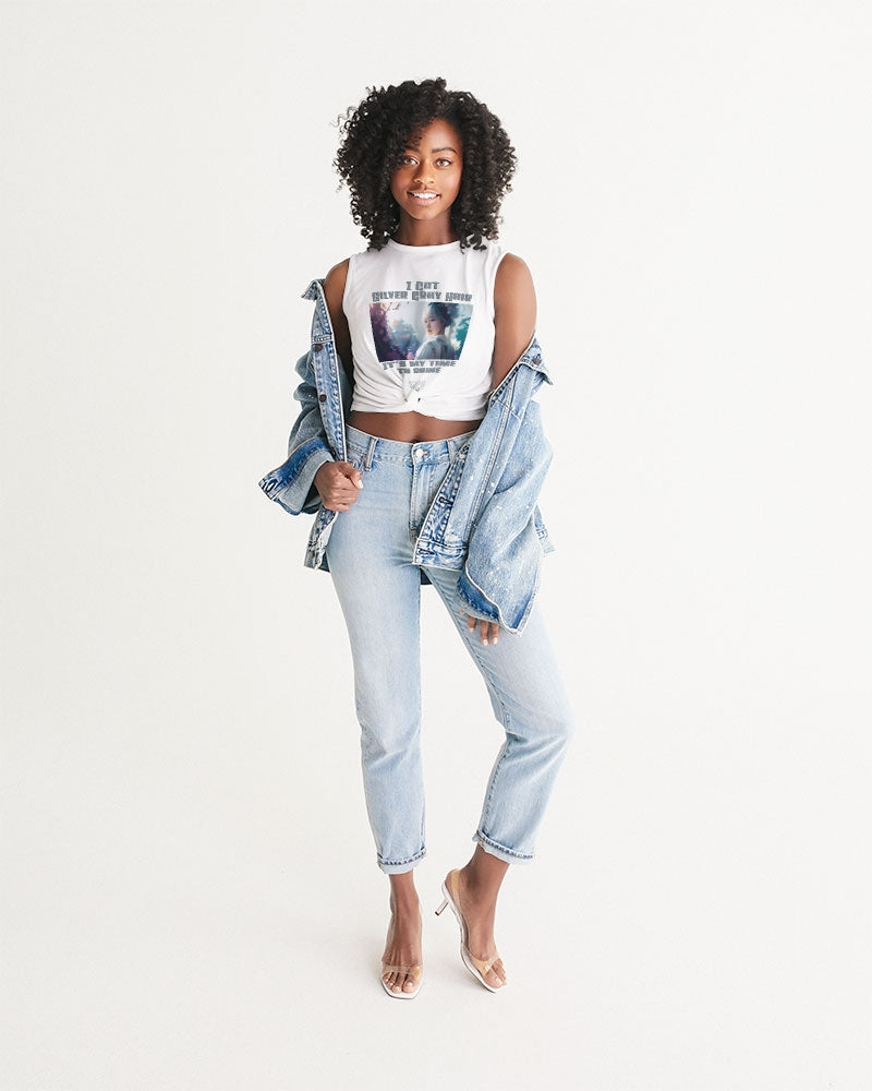 Asian sister with silver grey hair Women's All-Over Print Twist-Front Tank