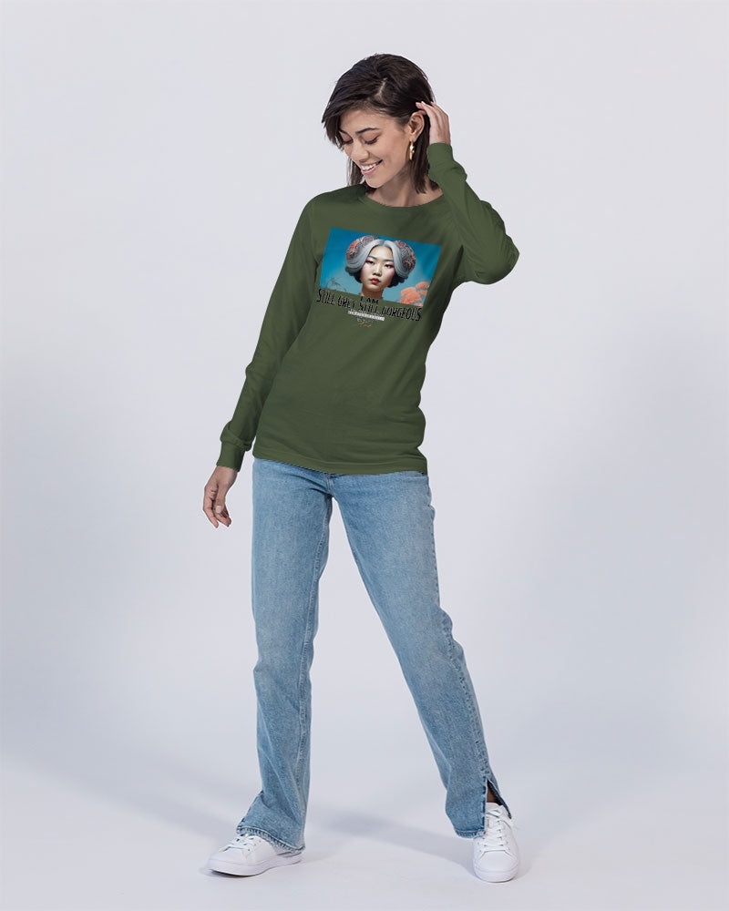 Promoting Asian women with silver grey Unisex Jersey Long Sleeve Tee | Bella + Canvas