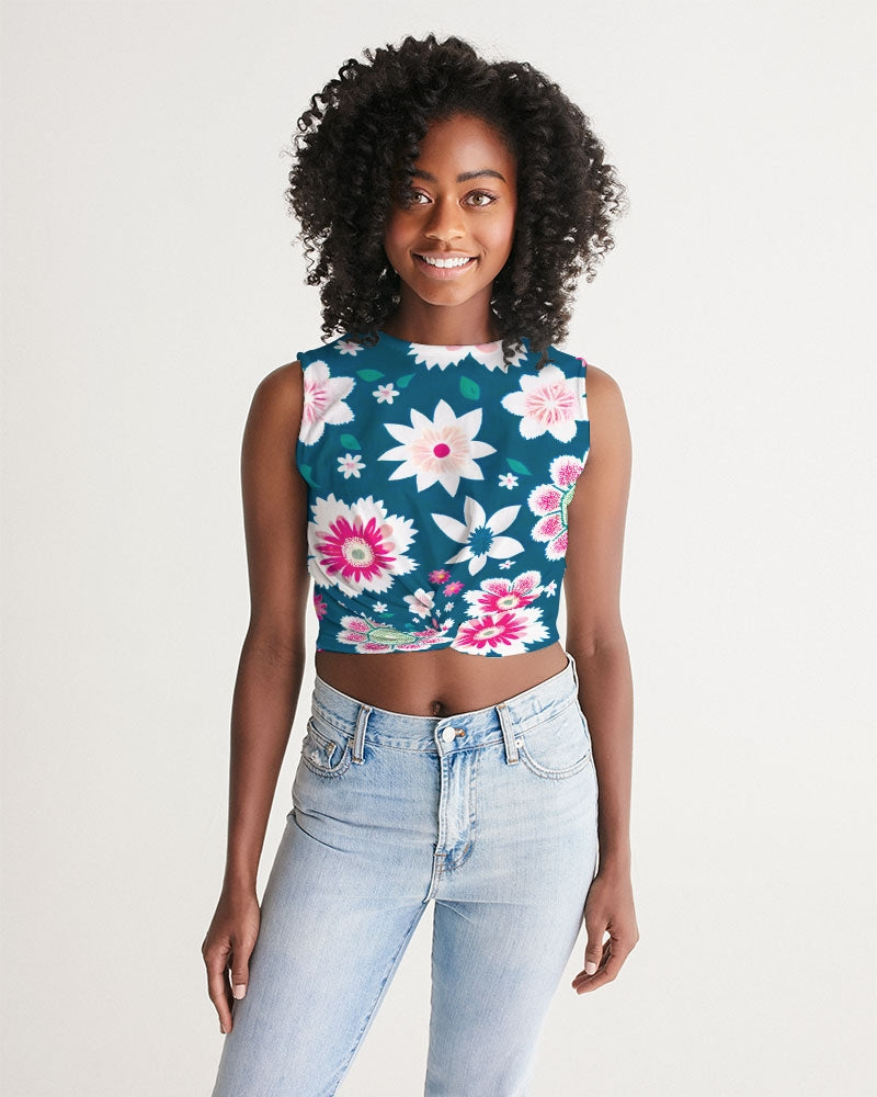 Beautiful floral pattern Women's All-Over Print Twist-Front Tank