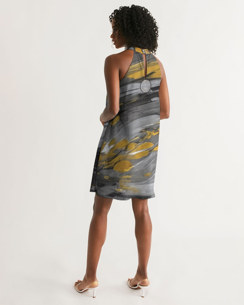 Black Sister Collection [Part 1 ] Women's All-Over Print Halter Dress