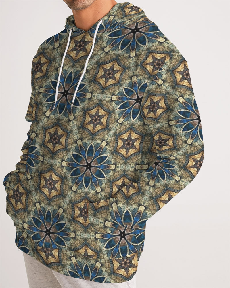 Green & Dark Blue almost star pattern. Men's All-Over Print Hoodie