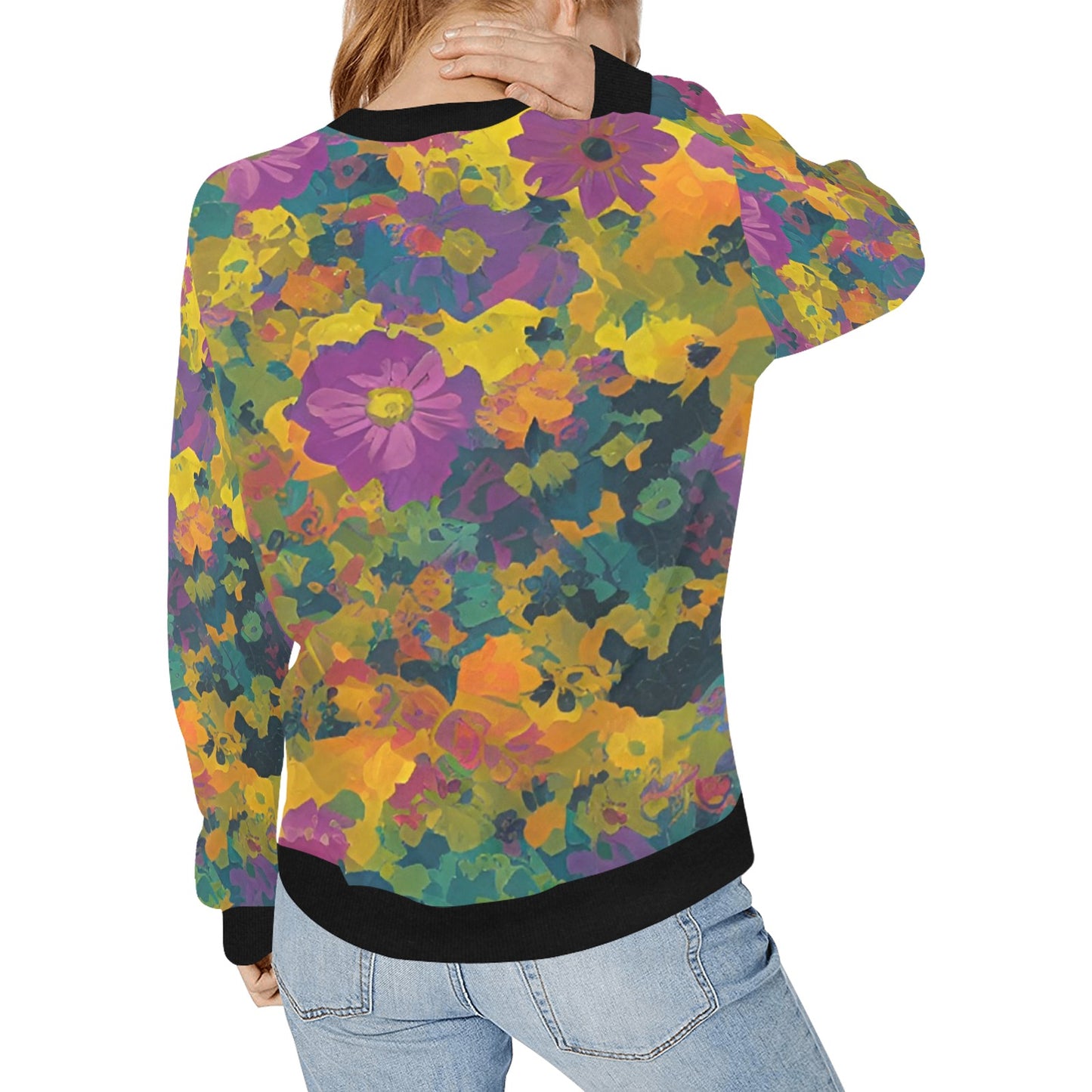 Women's Rib Cuff Crew Neck Sweatshirt (H34)