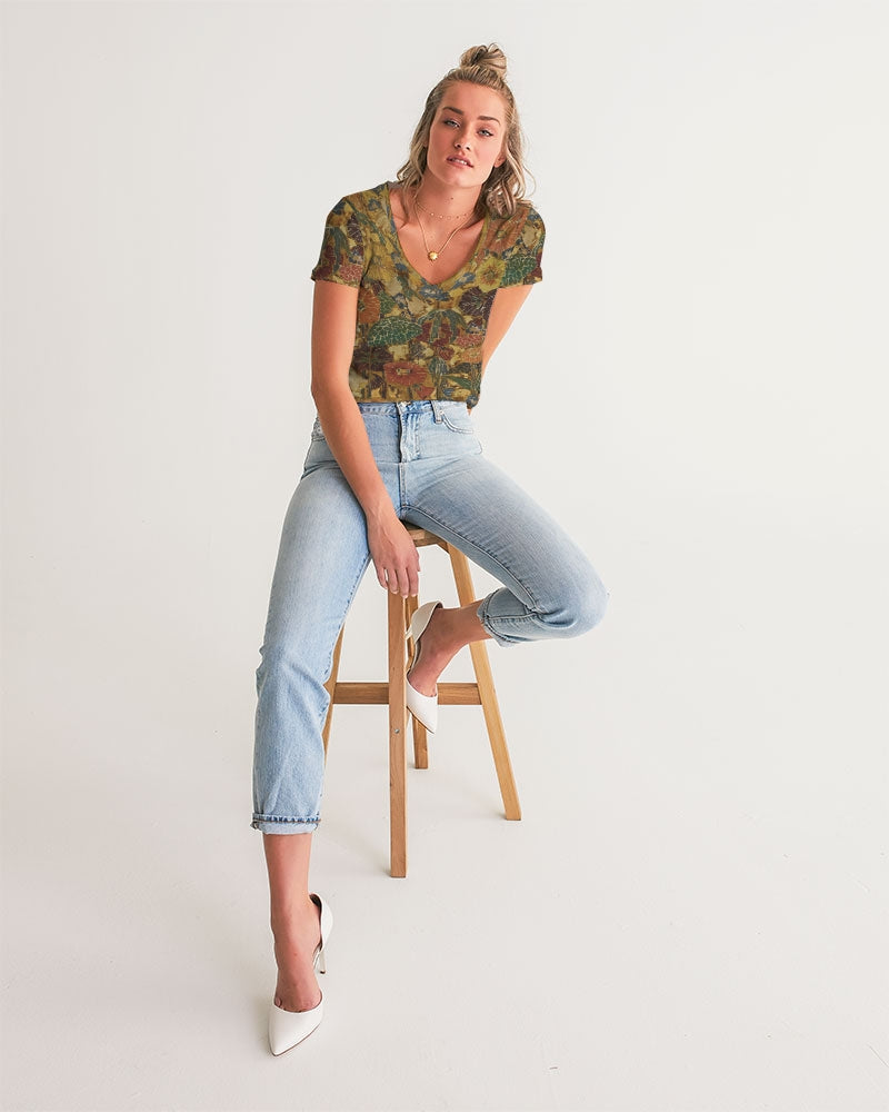 Autumn play Women's All-Over Print V-Neck Tee