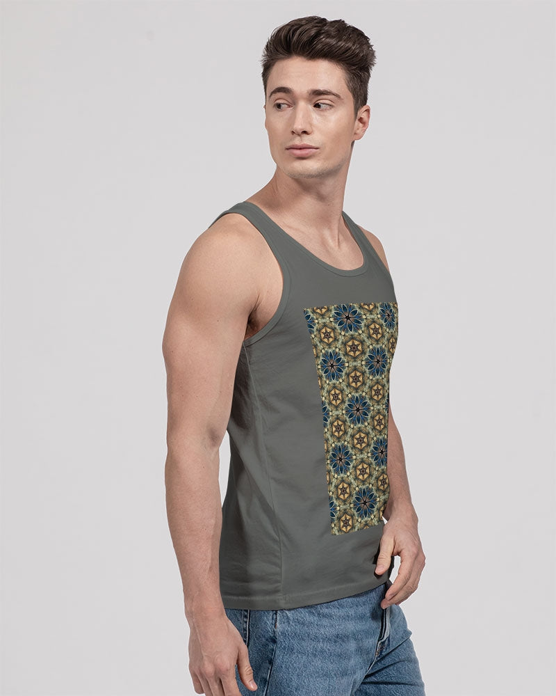 Green & Dark Blue almost star pattern. Unisex Jersey Tank | Bella + Canvas