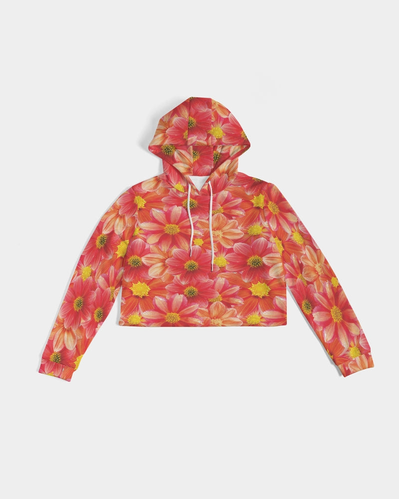 Beautiful blood orange flower design Women's All-Over Print Cropped Hoodie