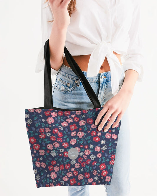 Midnight blue pretty glance.  Canvas Zip Tote