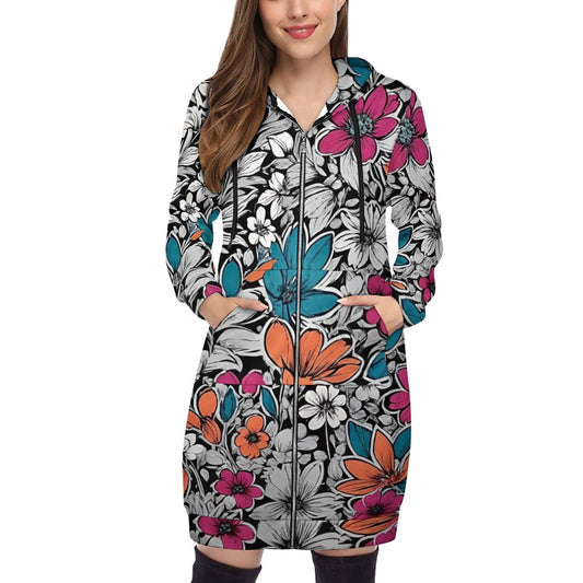 Women's full print long Hoodie