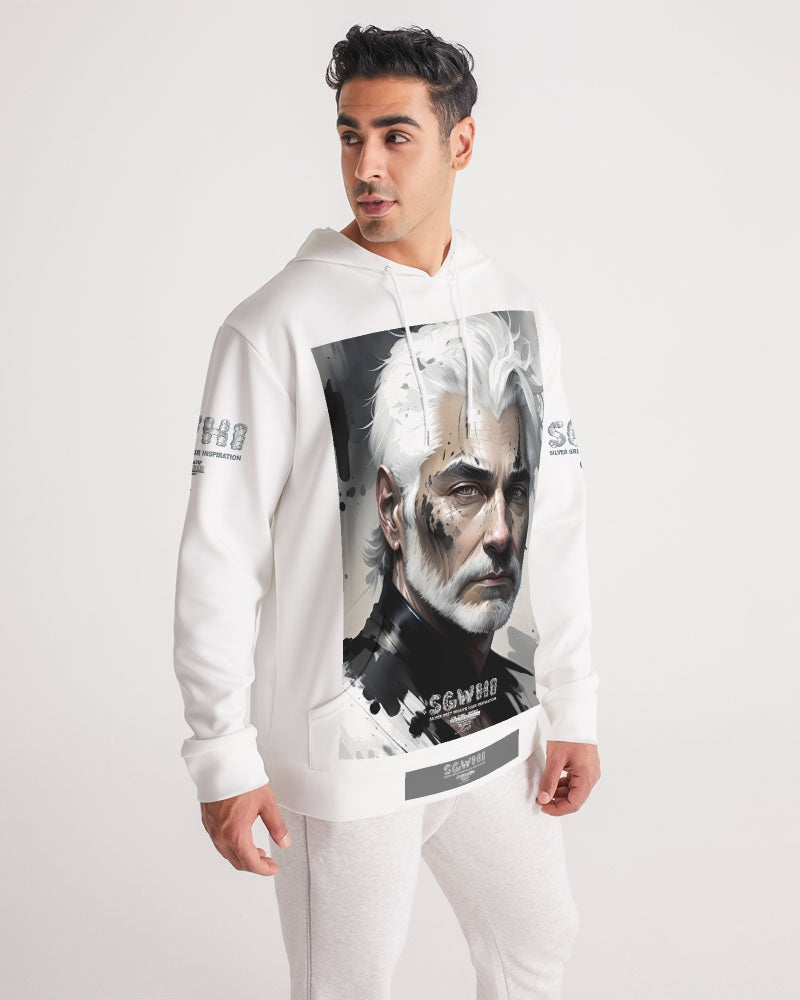 White silver grey fox King Men's All-Over Print Hoodie